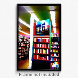 Pixel Art Poster - Interesting Book Store (8 Bit Psychedelic Video Game Print)