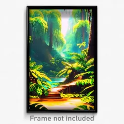 Pixel Art Poster - Tidy Rainforest (8 Bit Psychedelic Trippy Video Game Print)