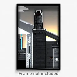 Pixel Art Poster - Gray Chimney (8 Bit Psychedelic Trippy Video Game Print)