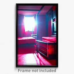 Pixel Art Poster - Red Bedroom (8 Bit Psychedelic Trippy Weird Video Game Print)
