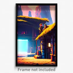 Pixel Art Poster - Agile Outpost (8 Bit Psychedelic Trippy Video Game Print)