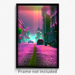 Pixel Art Poster - Monstrous Street (8 Bit Psychedelic Trippy Video Game Print)