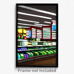 Pixel Art Poster - Accomplished Grocery Store (8 Bit Video Game Print)