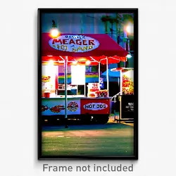 Pixel Art Poster - Meager Hot Dog Stand (8 Bit Psychedelic Video Game Print)