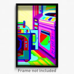 Pixel Art Poster - Multicolored Washing Machine (8 Bit Video Game Print)