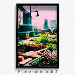 Pixel Art Poster - Urban Apiary (8 Bit Psychedelic Trippy Video Game Print)