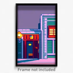 Pixel Art Poster - Made Up Safehouse (8 Bit Psychedelic Trippy Video Game Print)