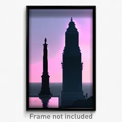 Pixel Art Poster - Black Landmark (8 Bit Psychedelic Trippy Video Game Print)