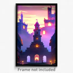 Pixel Art Poster - Outrageous Fortress (8 Bit Psychedelic Video Game Print)