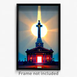 Pixel Art Poster - Haunting Tabernacle (8 Bit Psychedelic Video Game Print)
