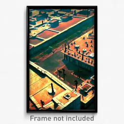Pixel Art Poster - Concrete Indian City (8 Bit Psychedelic Video Game Print)