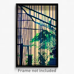 Pixel Art Poster - Wire Frame Glitchy Garden (8 Bit Video Game Print)