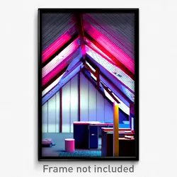 Pixel Art Poster - Upbeat Attic (8 Bit Psychedelic Trippy Video Game Print)