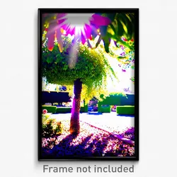 Pixel Art Poster - Sunny Garden (8 Bit Psychedelic Trippy Video Game Print)