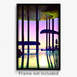 Pixel Art Poster - Exotic Hideaway (8 Bit Psychedelic Trippy Video Game Print)
