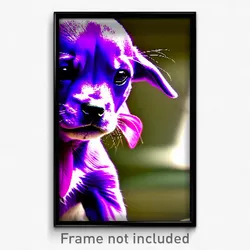 Pixel Art Poster - Purple Puppy (8 Bit Psychedelic Trippy Video Game Print)
