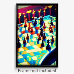 Pixel Art Poster - Outstanding Chess (8 Bit Psychedelic Trippy Video Game Print)