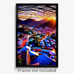 Pixel Art Poster - Harmonious Brazilian City (8 Bit Video Game Print)