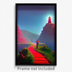 Pixel Art Poster - Red Isle (8 Bit Psychedelic Trippy Weird Video Game Print)