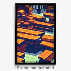 Pixel Art Poster - Shiny Lumber Yard (8 Bit Psychedelic Trippy Video Game Print)