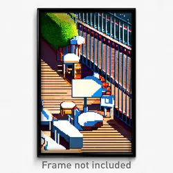Pixel Art Poster - Little Terrace (8 Bit Psychedelic Trippy Video Game Print)