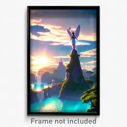 Pixel Art Poster - Angelic Isle (8 Bit Psychedelic Trippy Video Game Print)