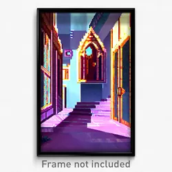 Pixel Art Poster - Glossy Nunnery (8 Bit Psychedelic Trippy Video Game Print)