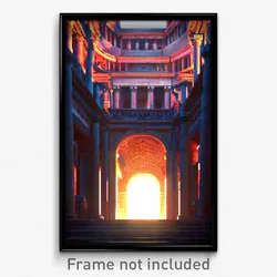 Pixel Art Poster - Monstrous Roman Architecture (8 Bit Video Game Print)