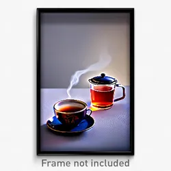 Pixel Art Poster - Simplistic Hot Tea (8 Bit Psychedelic Video Game Print)
