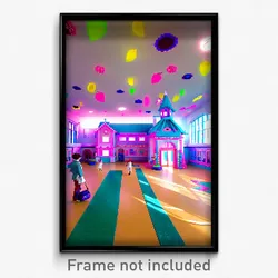 Pixel Art Poster - Whimsical High School (8 Bit Psychedelic Video Game Print)