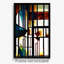 Pixel Art Poster - Rusty Stained Glass (8 Bit Psychedelic Video Game Print)