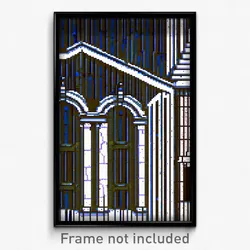 Pixel Art Poster - Wire Frame Glitchy Roman Architecture (8 Bit Print)