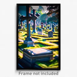 Pixel Art Poster - Fabulous Cemetery (8 Bit Psychedelic Trippy Video Game Print)