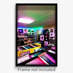 Pixel Art Poster - Quirky Vinyl Store (8 Bit Psychedelic Video Game Print)