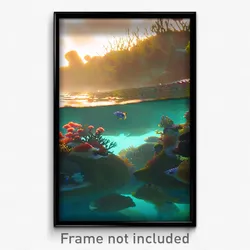 Pixel Art Poster - Shifty Coral Reef (8 Bit Psychedelic Trippy Video Game Print)