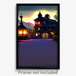 Pixel Art Poster - Haunted Farm (8 Bit Psychedelic Trippy Video Game Print)