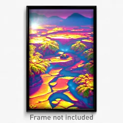 Pixel Art Poster - Glossy Land (8 Bit Psychedelic Trippy Weird Video Game Print)