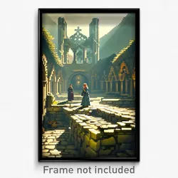 Pixel Art Poster - Puzzling Abbey (8 Bit Psychedelic Trippy Video Game Print)