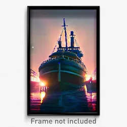 Pixel Art Poster - Giant Boat (8 Bit Psychedelic Trippy Weird Video Game Print)