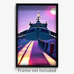 Pixel Art Poster - Warped Ferry (8 Bit Psychedelic Trippy Video Game Print)