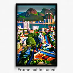 Pixel Art Poster - Wavy Brazilian City (8 Bit Psychedelic Video Game Print)