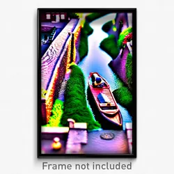 Pixel Art Poster - Miniature Canal (8 Bit Psychedelic Trippy Video Game Print)
