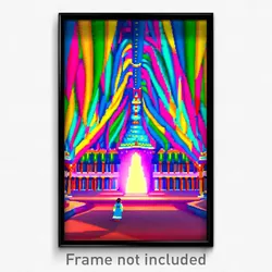 Pixel Art Poster - Multicolored Nunnery (8 Bit Psychedelic Video Game Print)
