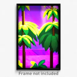 Pixel Art Poster - Buzzing Oasis (8 Bit Psychedelic Trippy Video Game Print)
