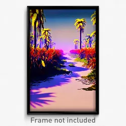 Pixel Art Poster - Exotic Marsh (8 Bit Psychedelic Trippy Video Game Print)