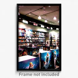 Pixel Art Poster - Frozen Comic Book Store (8 Bit Psychedelic Video Game Print)
