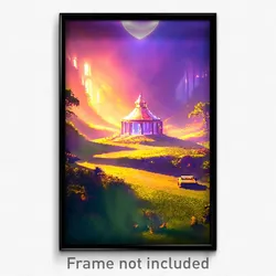 Pixel Art Poster - Golden Hideaway (8 Bit Psychedelic Trippy Video Game Print)
