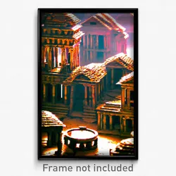 Pixel Art Poster - Plastic Ancient Architecture (8 Bit Video Game Print)