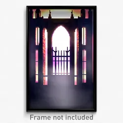 Pixel Art Poster - Imaginary Portcullis (8 Bit Psychedelic Video Game Print)