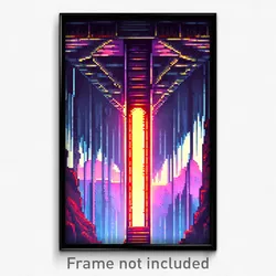 Pixel Art Poster - Tremendous Chasm (8 Bit Psychedelic Trippy Video Game Print)